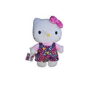 Sanrio Hello Kitty Jumbo 20” Pink White Bow Dot Bow Multi Color Dress Plush